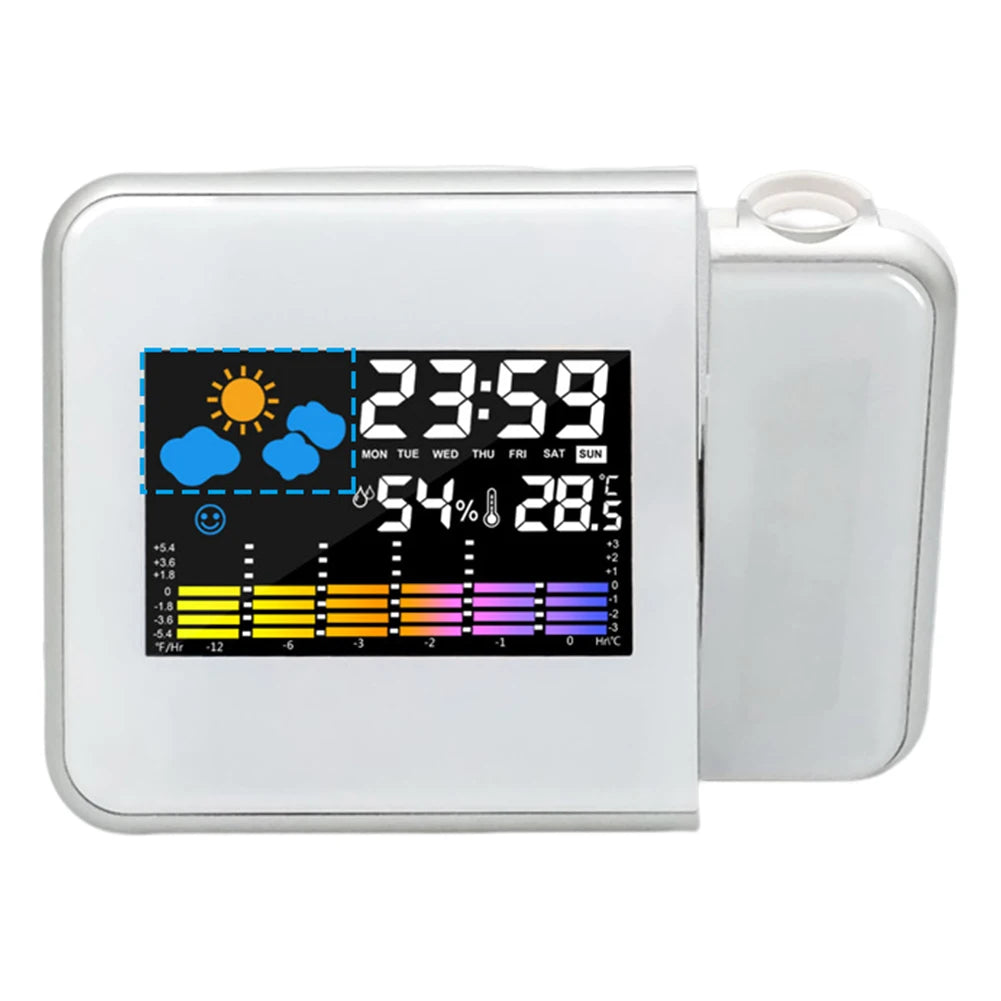 Smart Alarm Clock with Night Backlight Desk Table Thermometer Hygrometer Projection Clock for Home Living Room Bedroom