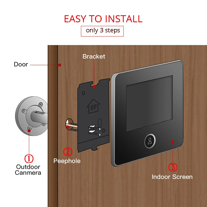 2.8" LCD Screen Electronic Door Viewer Bell IR Night Door Camera Photo Recording Digital Door Viewer Smart Peephole Doorbell