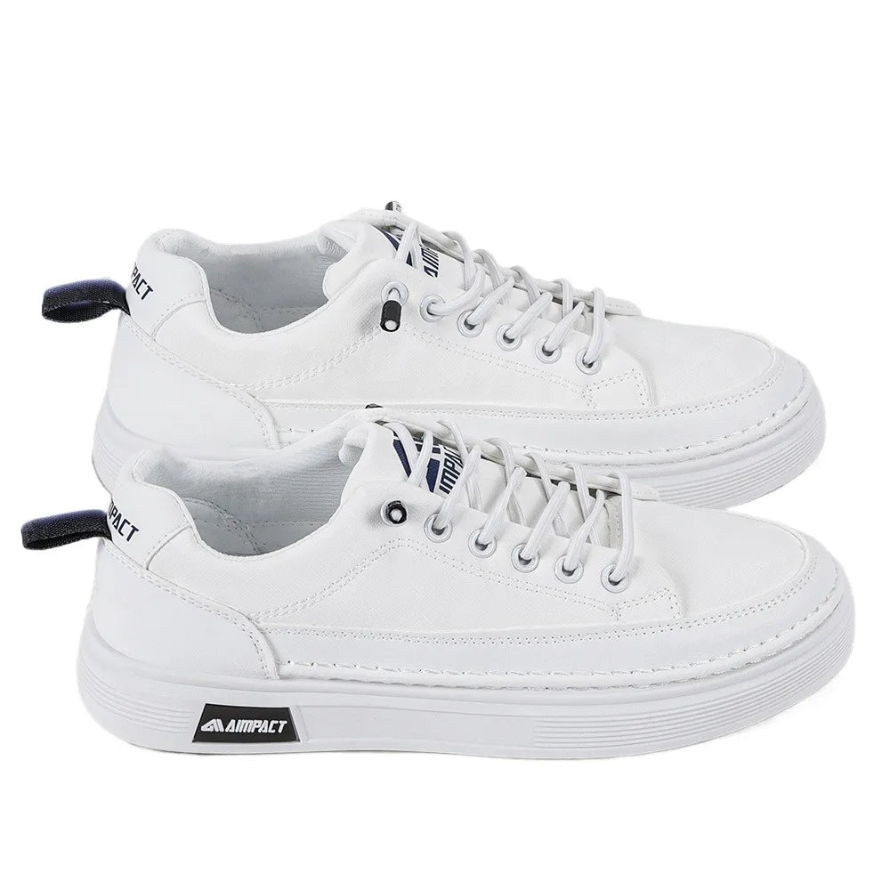 Beige Men's Punk Skate Shoes w/Leather/Canvas, Breathable Thick Platform for Streetwear & Casual Wear