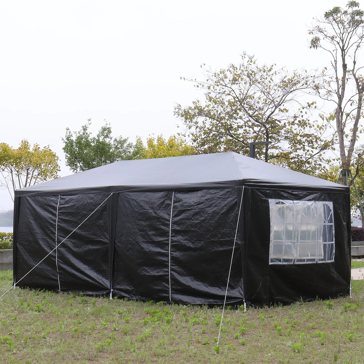 10 x 20 ft Outdoor Party Tent with 6 Removable Sidewalls Waterproof Canopy Patio Wedding Gazebo Heavy Duty Iron Frame Black