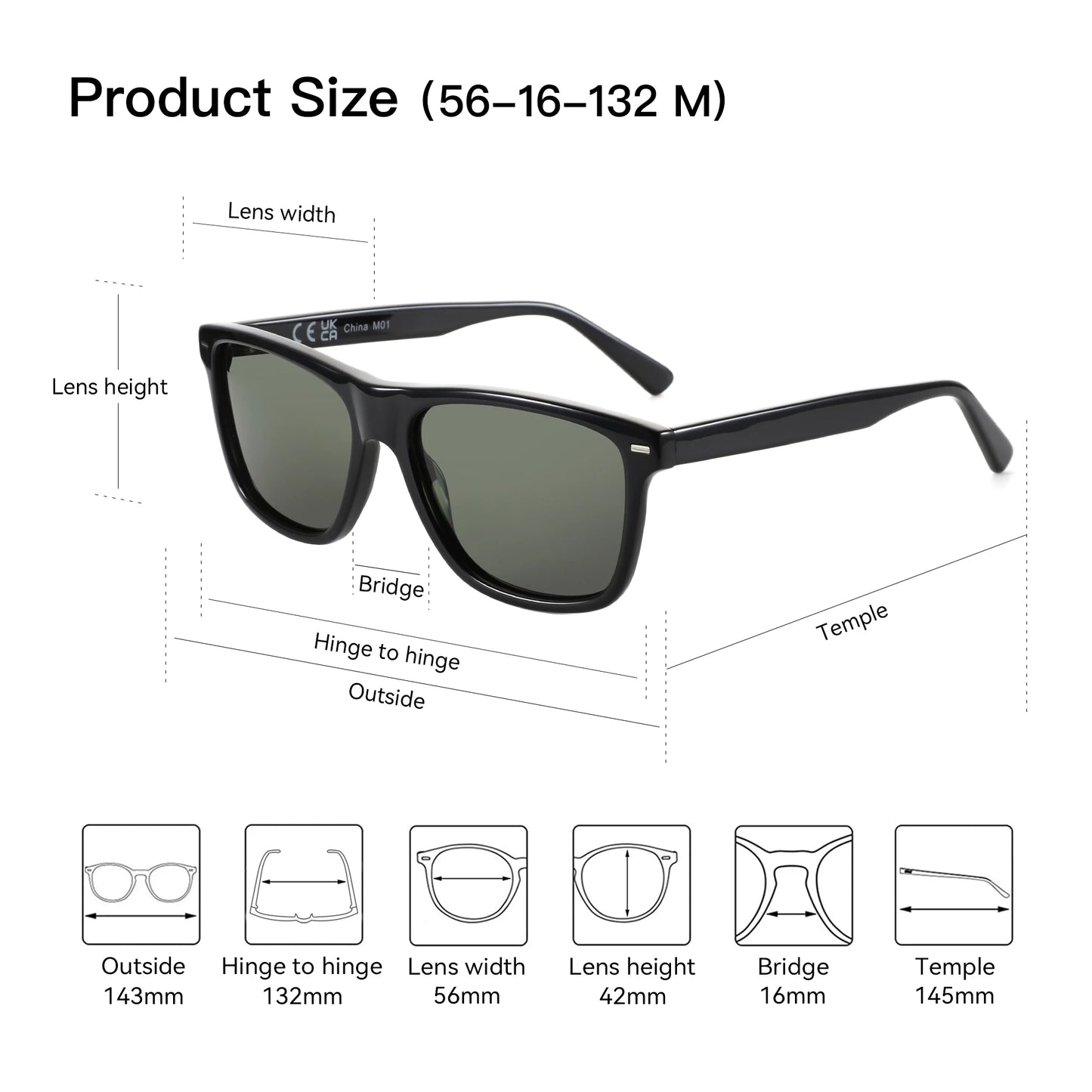 ZENOTTIC New Arrivals  Square Polarized Sunglasses UV400 Protection Acetate Sun Glasses Classic Design Shade for Women Men