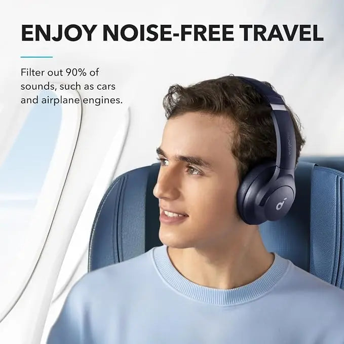 Q20i Hybrid ANC Headphones - Wireless Over-Ear BT - 40H Long ANC Playtime - Hi-Res Audio - Big Bass - Customize via an App - Transparency Mode (Refurbished)