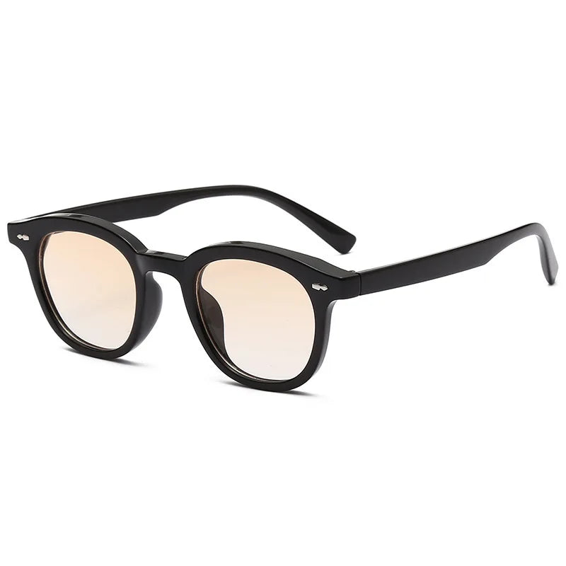 Vintage Fashion Round Sunglasses Women Men 2025 Brand Design Retro Rivet Yellow Blue Lens Square SunGlasses Male Female UV400