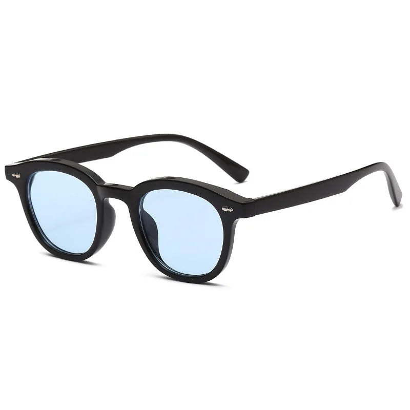 Vintage Fashion Round Sunglasses Women Men 2025 Brand Design Retro Rivet Yellow Blue Lens Square SunGlasses Male Female UV400