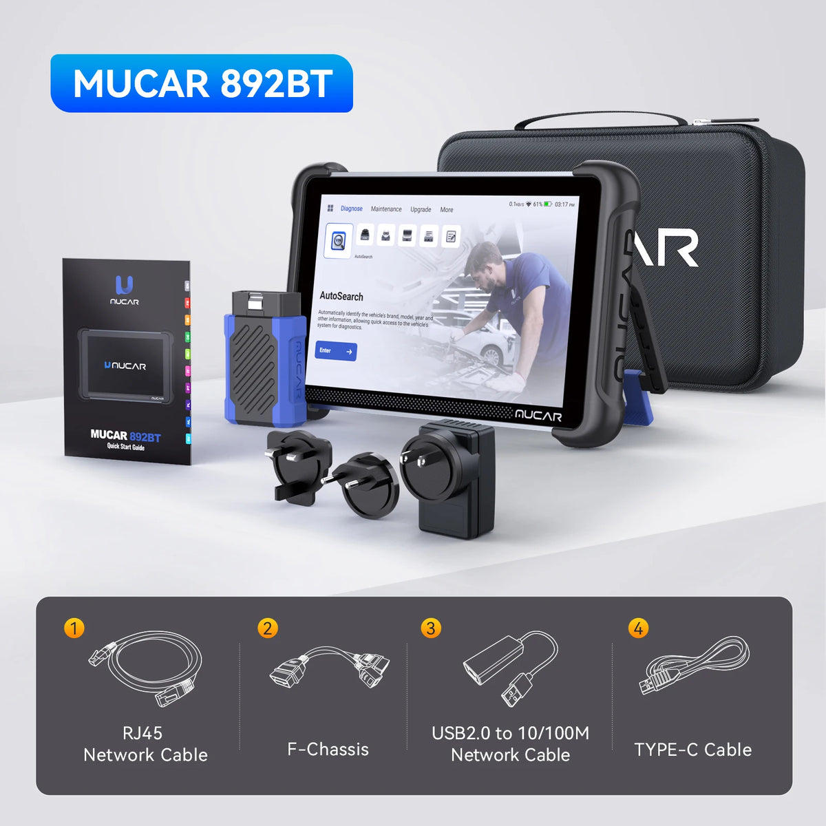 MUCAR 892BT Car Diagnostic Tools Free AI CANFD DoIP All System Auto Scan Tool ECU Coding Bi-Directional OBD2 Scanner 35 Resets