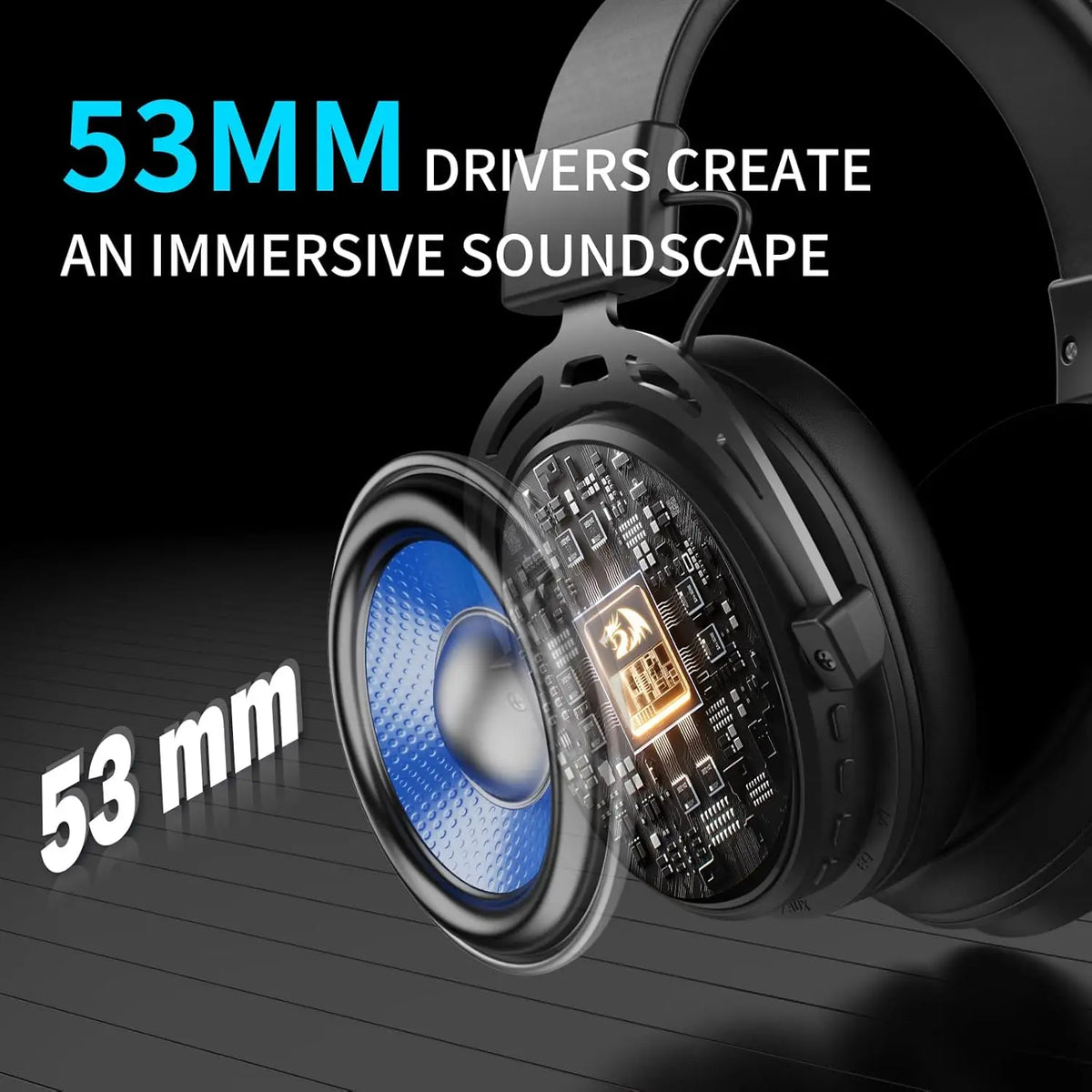 H375 Wired Gaming Headset, 53mm Drivers 7.1 Surround Sound, Detachable Noise Cancelling Mic, USB Computer Headset