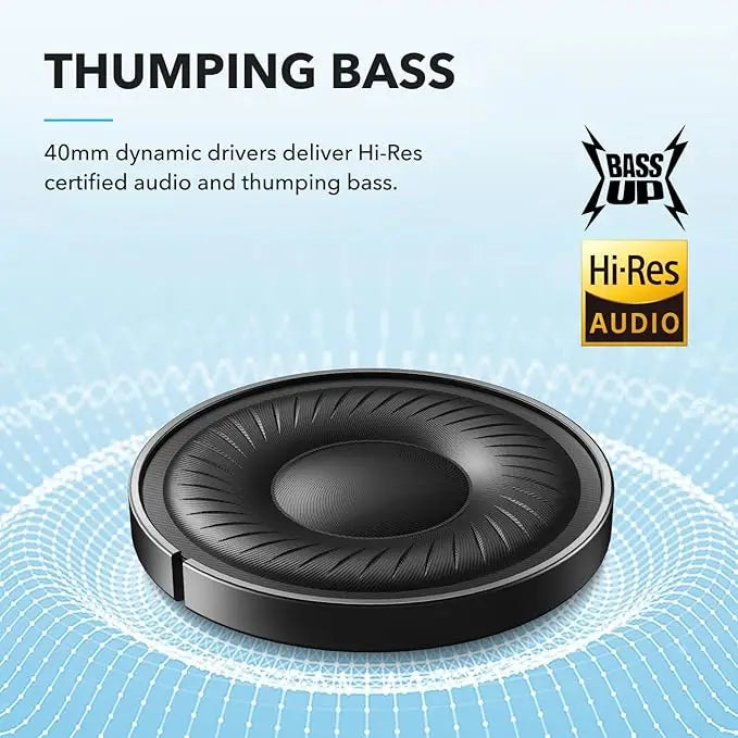 Q20i Hybrid ANC Headphones - Wireless Over-Ear BT - 40H Long ANC Playtime - Hi-Res Audio - Big Bass - Customize via an App - Transparency Mode (Refurbished)