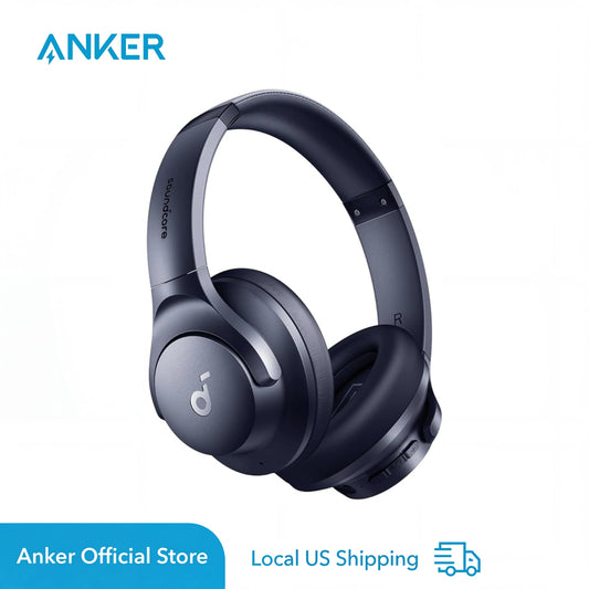 Q20i Hybrid ANC Headphones - Wireless Over-Ear BT - 40H Long ANC Playtime - Hi-Res Audio - Big Bass - Customize via an App - Transparency Mode (Refurbished)