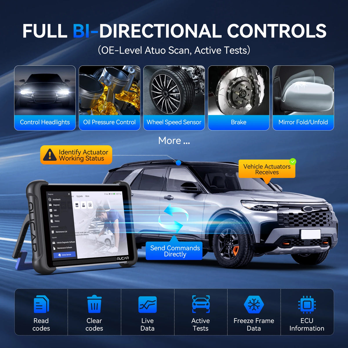 MUCAR 892BT Car Diagnostic Tools Free AI CANFD DoIP All System Auto Scan Tool ECU Coding Bi-Directional OBD2 Scanner 35 Resets