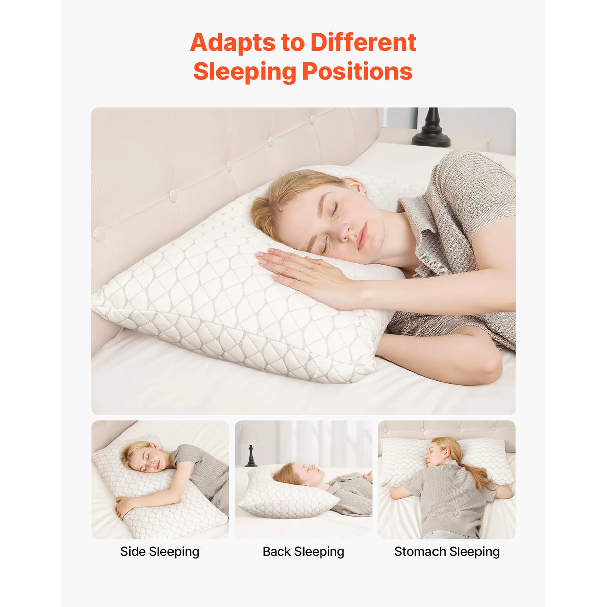 SucceBuy Bed Pillow for Sleeping Luxury Quality Hotel Pillow with Memory Foam Fill Includes Natural Firber Pillowcase, Bedding