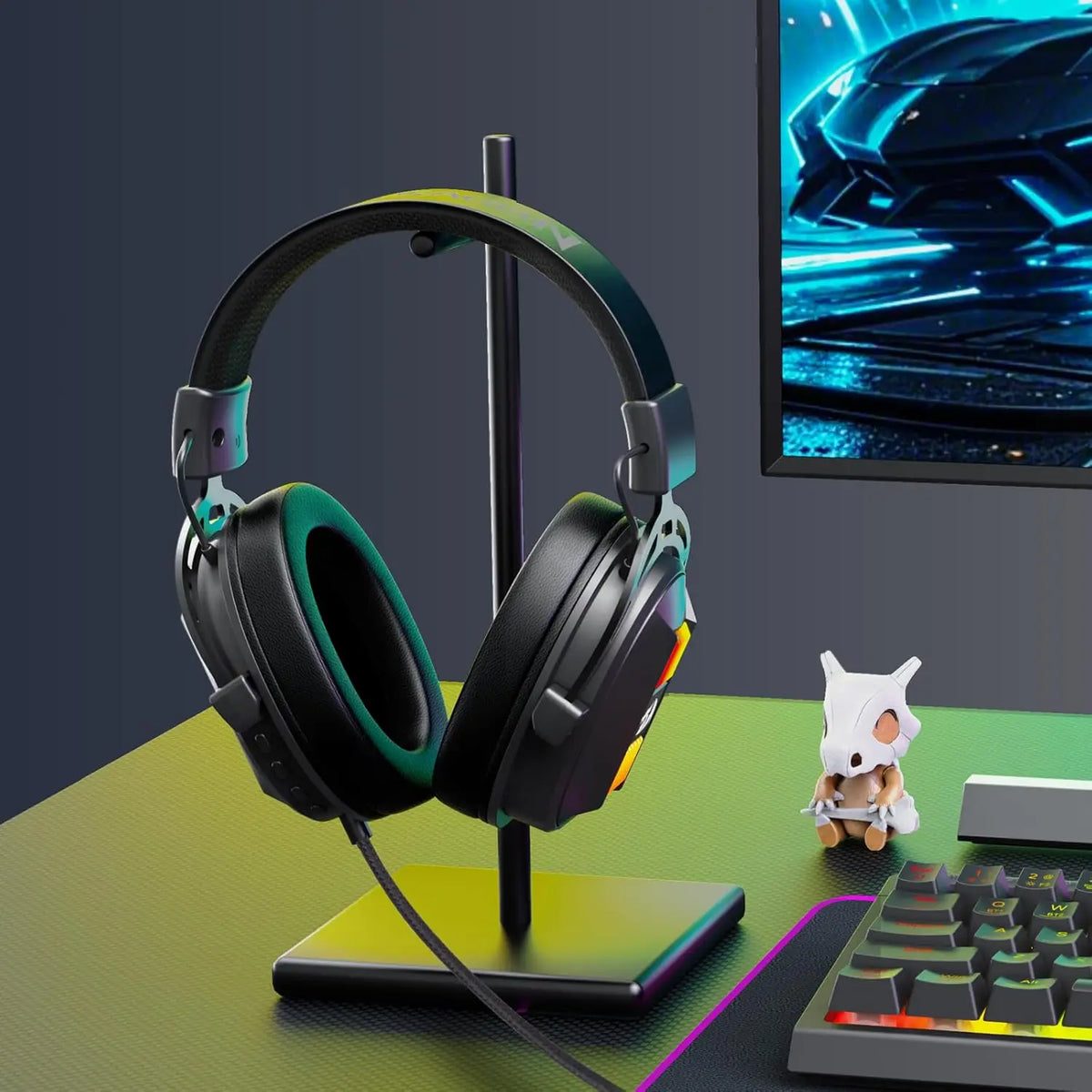 H375 Wired Gaming Headset, 53mm Drivers 7.1 Surround Sound, Detachable Noise Cancelling Mic, USB Computer Headset