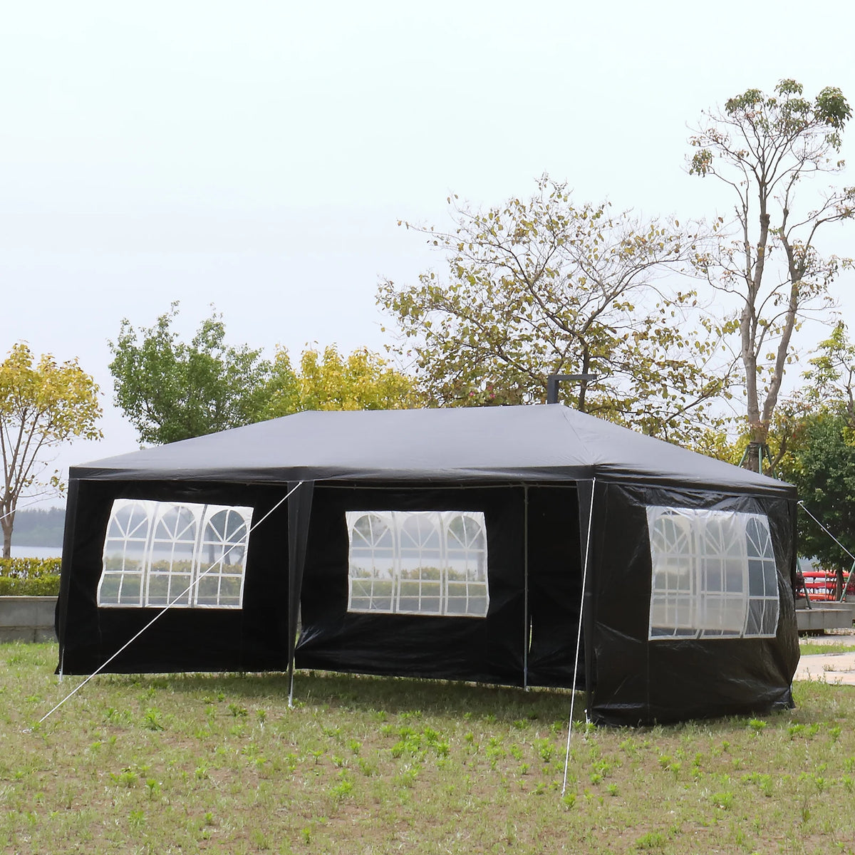 10 x 20 ft Outdoor Party Tent with 6 Removable Sidewalls Waterproof Canopy Patio Wedding Gazebo Heavy Duty Iron Frame Black