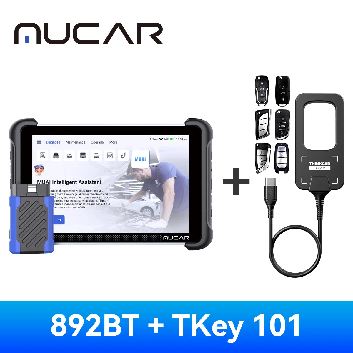 MUCAR 892BT Car Diagnostic Tools Free AI CANFD DoIP All System Auto Scan Tool ECU Coding Bi-Directional OBD2 Scanner 35 Resets