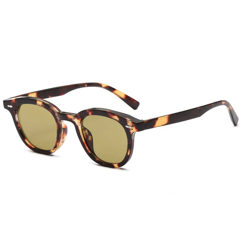 Vintage Fashion Round Sunglasses Women Men 2025 Brand Design Retro Rivet Yellow Blue Lens Square SunGlasses Male Female UV400