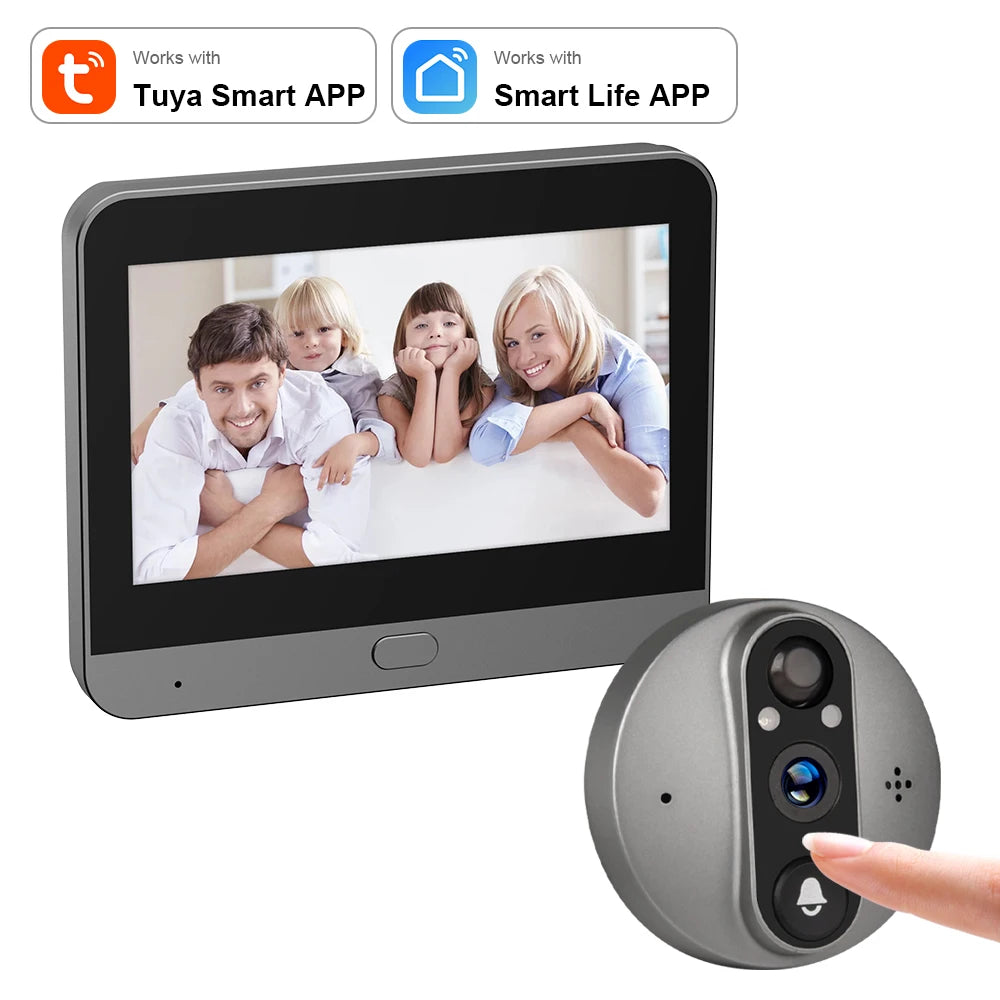 3MP WiFi Smart Tuya Peephole 5000mAh Doorbell Door Eye Camera Infrared Alexa Google Video Intercom Door Cameras Home Security