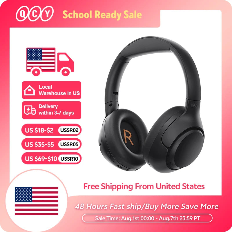Wireless Headphones Bluetooth 5.4 Hi-Res Audio Over Ear Headset 43dB Hybrid Active Noise Cancellation Earphones 60H